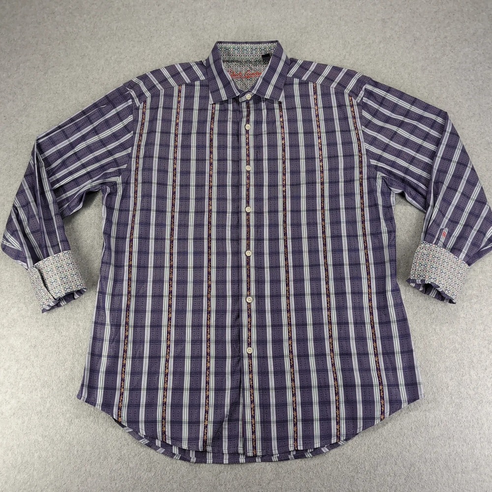 Robert Graham Shirt Mens XL Multicolor Long Sleeve Floral Flip Cuff Geometric